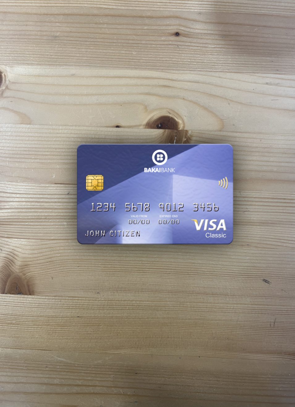 Download Kyrgyzstan OJSC Bakai Bank visa classic card photolook front Photoshop template